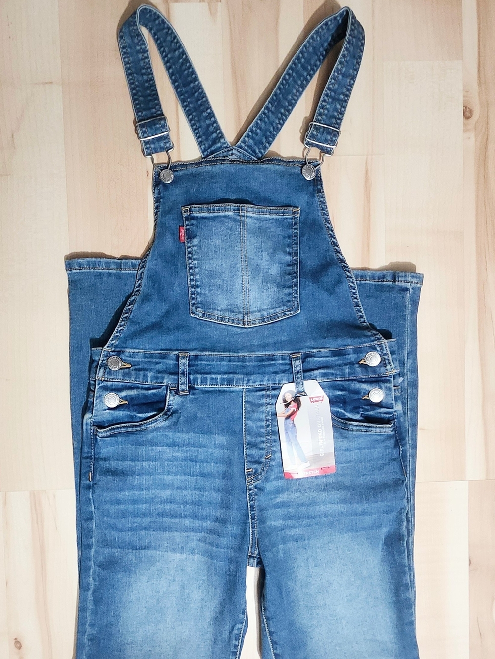 Levi's Girls' Stretch Girlfriend Denim Overalls size  14 reg